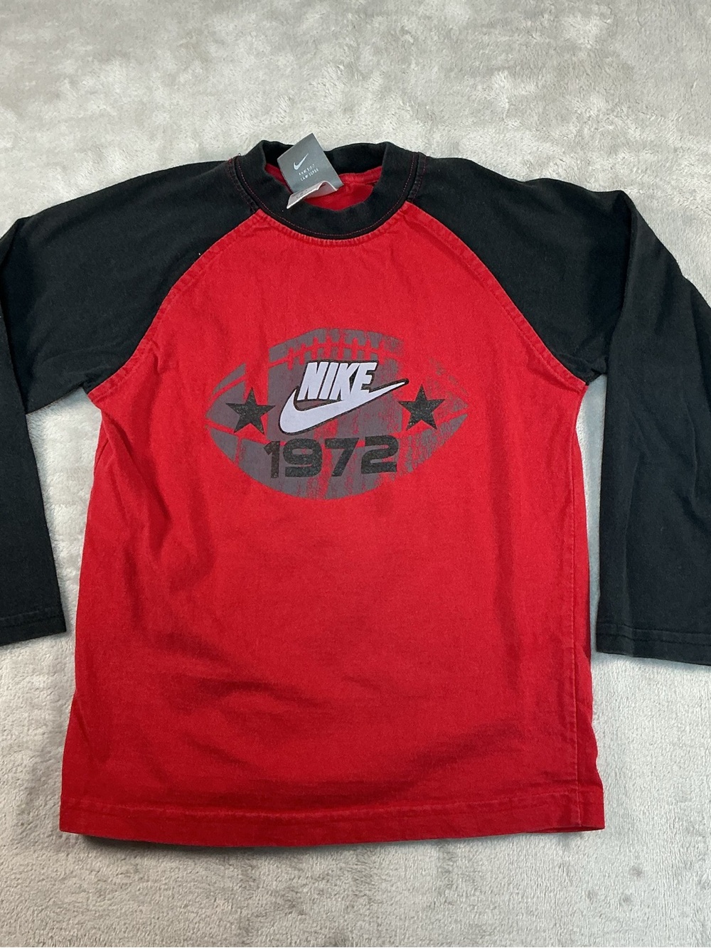 Nike Red and Black Long Sleeve Football Graphic Tee
